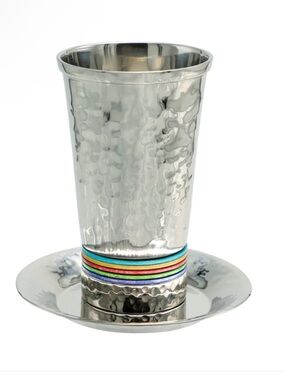Emanuel hammered kiddush cup and saucer